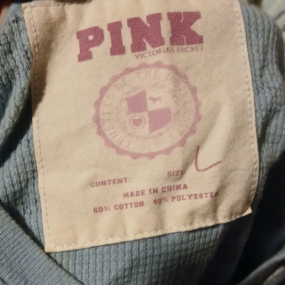 PINK Victoria's Secret Blue Ribbed Top - Picture 2 of 7